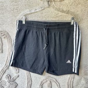 Adidas Black Cloth Material Shorts with Tie Waist Large